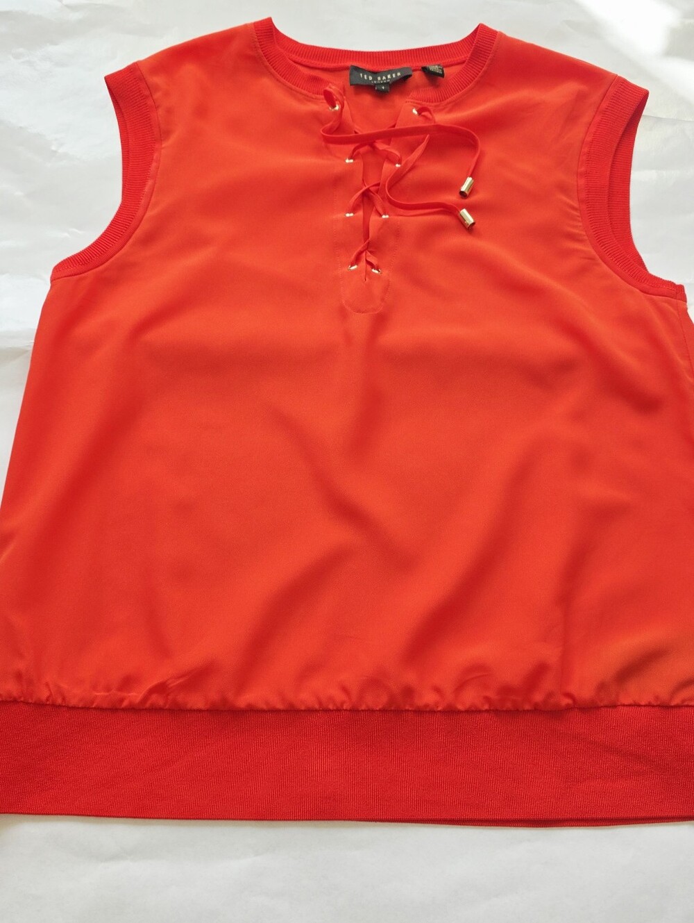 Ted Baker London Nayoma Lace-Up Top Orange Size 1